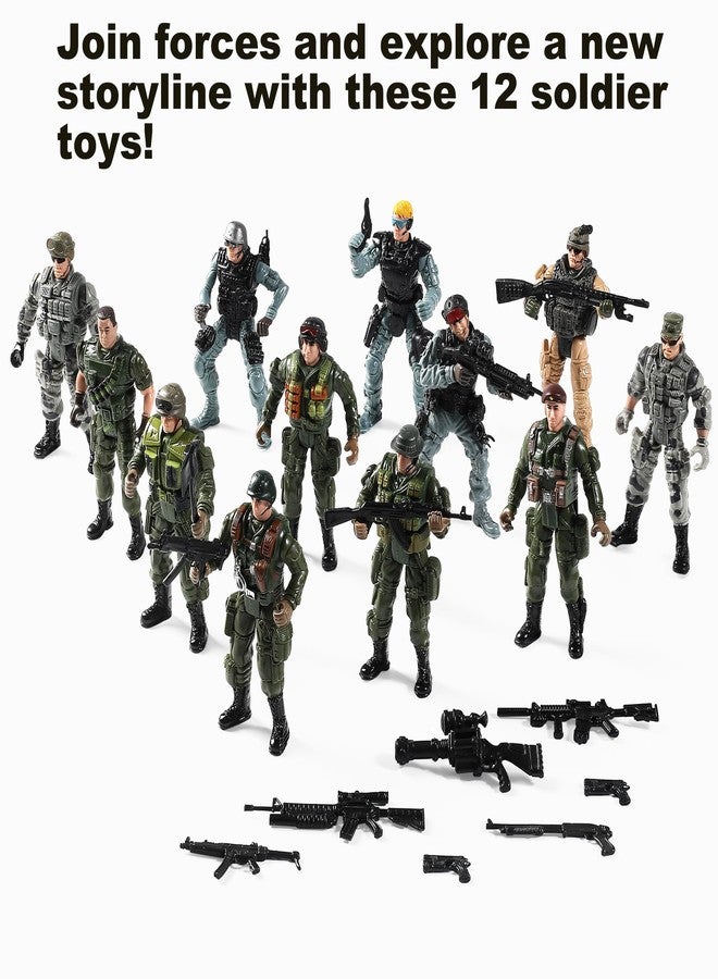 Mr.River US Army Men and SWAT Team Toy Soldiers Action Figures with Military Weapons Accessories for Kids Boys Girls,12Pcs - Image 2
